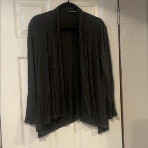 Agenda Dark Gray Open Front Cardigan
